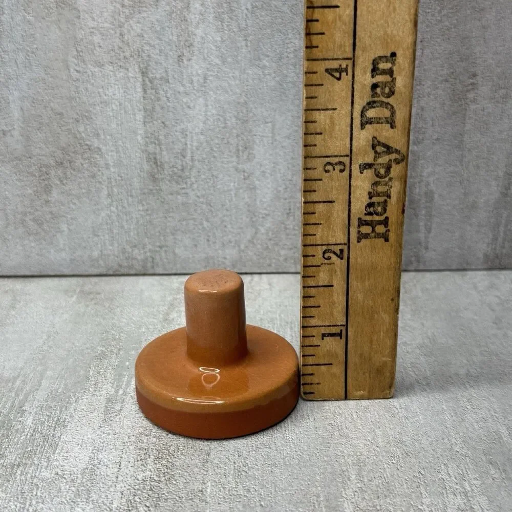 Vintage Ceramic Terracotta Brown Glaze Cookie Press Stamp Snowman 2